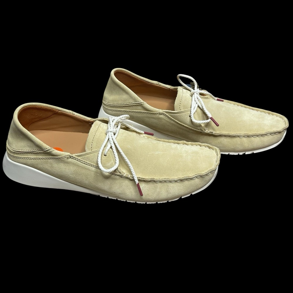 OluKai Ka'a Driver Italian Suede Leather Loafer Shoes Golden Sand Slip On Men 11